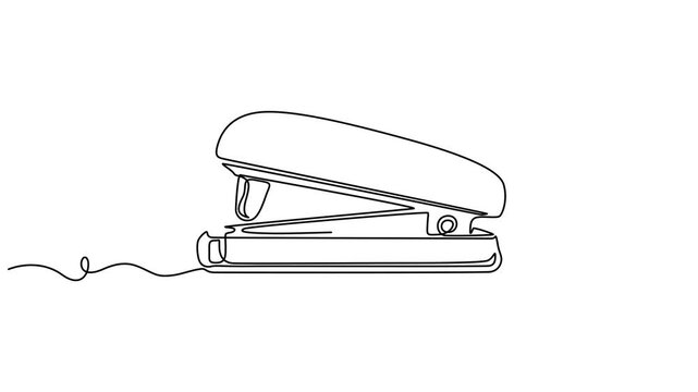stapler pin continuous one line drawing animation, stapler pin animation continuous one line drawing, Animated self drawing of continuous one line draw of Stapler,  illustration concept, Full length