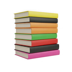 Fototapeta premium A colorful stack of books arranged neatly on a white background isolated on transparent background