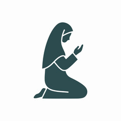 Fototapeta premium Muslim woman praying icon, a symbol of faith and devotion in spiritual worship