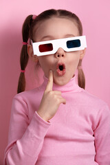 Surprised Girl in 3D Glasses