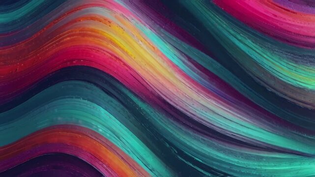 A highly dynamic abstract work with wavy lines that resemble thick brushstrokes of oil or acrylic paint. The color combination is very rich.