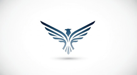 A majestic and modern logo design featuring a stylized soaring bird or eagle with powerful outstretched wings. The illustration uses a sleek, gradient blue color palette and minimalist lines.