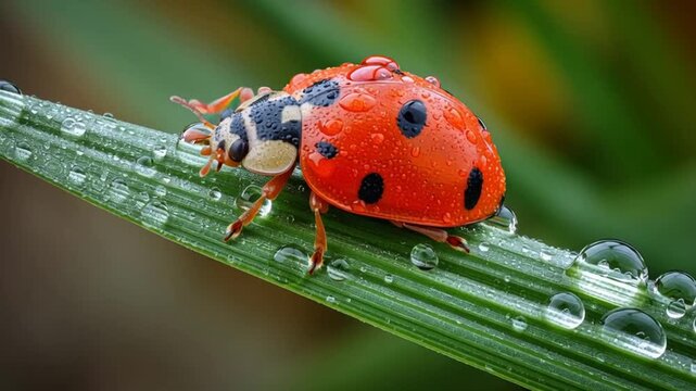 hyper-realistic ladybug on grass