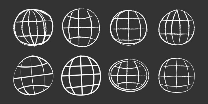 Hand Drawn Grunge Globe Grid Sketch Collections 