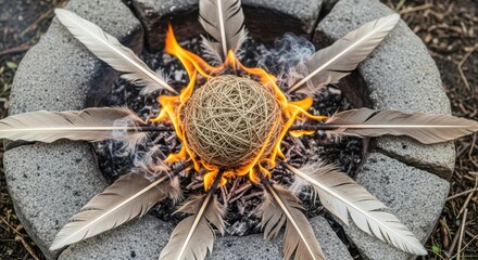 Spherical Woven Object Encircled Fire