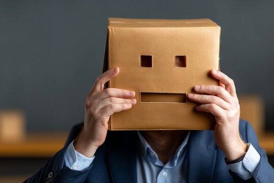 Playful April Fools Prank with Box on Face Creating Visual Illusions