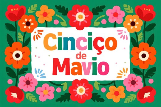 new May 5th Festival Colorful floral frame with text