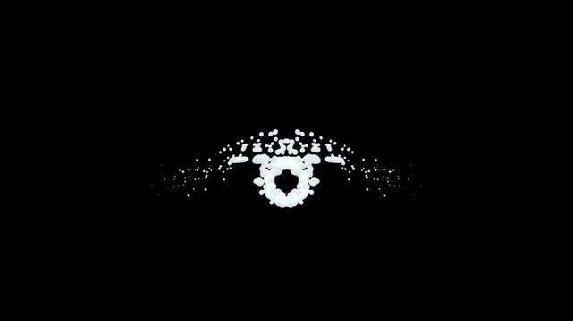 Water splash line explosion animation featuring abstract liquid motion, hand-drawn doodle edges, milk foam textures, bubble trails, ball splash elements, eye-engaging visuals on a black screen in 4k