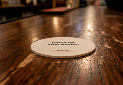 Coaster on Bar Mockup