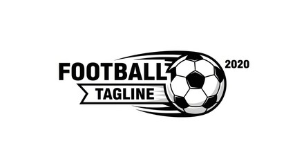 Dynamic football logo design with a stylized soccer ball and speed lines