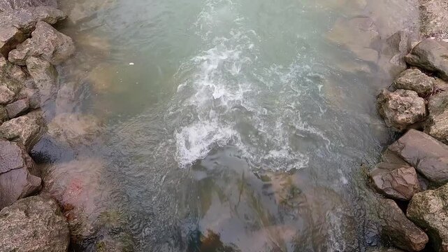 Beautiful river flowing in deserted forest