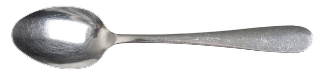 Vintage, old stainless steel spoon isolated on white background