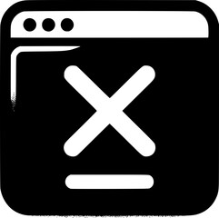 Obraz premium Icon of Abandoned Window: A stark, minimalist icon portrays a closed or terminated window, symbolized by a bold X mark, suggesting a sense of closure or the end of a process.