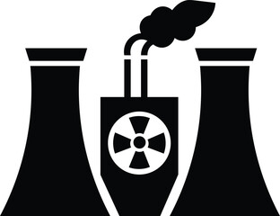 Icon of a nuclear power plant with smoke
