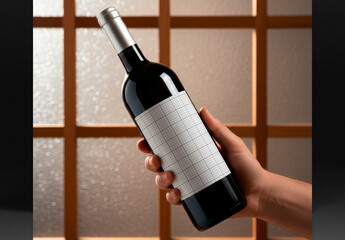 Hand Holding Wine Label Mockup