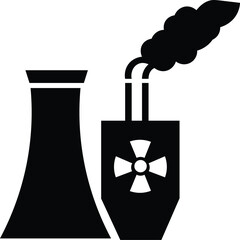 Icon of a nuclear power plant with smoke