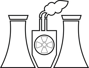 Icon of a nuclear power plant with smoke