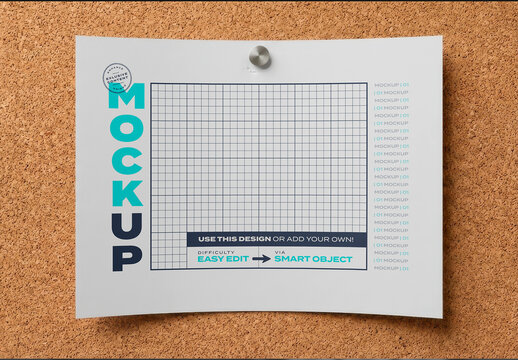 Horizontal Page Pin to Cork Panel Mockup