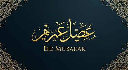 Eid Mubarak Greeting Card with Arabic Calligraphy.