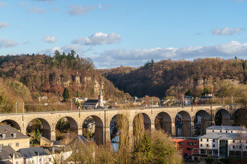 The Eisebunnsbreck railway bridge in Luxembourg City