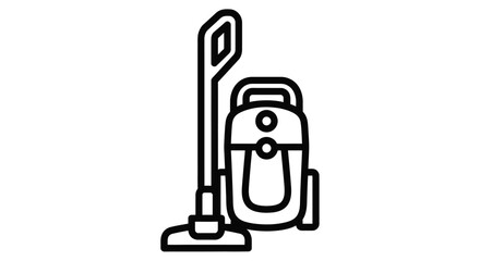 Simple line drawing of a vintage upright vacuum cleaner © Mama