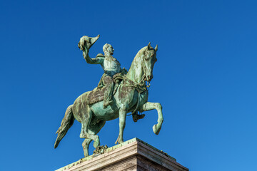 Obraz premium A bronze statue of the Grand Duke William II in the central square of Luxembourg City 