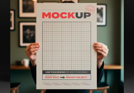 Man Holding Page Poster Mockup