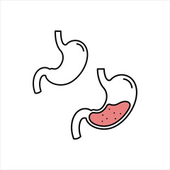 Obraz premium Illustration of a human stomach one empty and one with contents