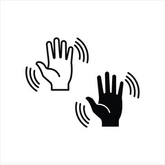 Fototapeta premium Black and white illustration of two hands waving with motion lines