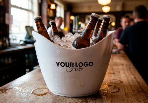Ice Bucket for Bottles on Bar Mockup