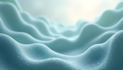 Obraz premium Abstract flowing waves of light blue material with subtle sparkling particles