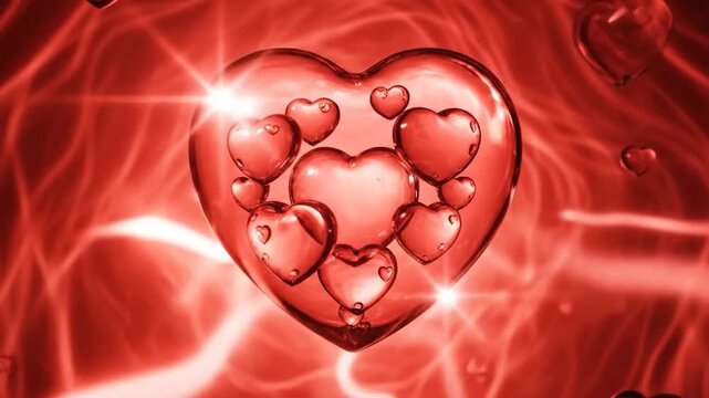 Glass Heart Romantic Red Liquid Background Animation