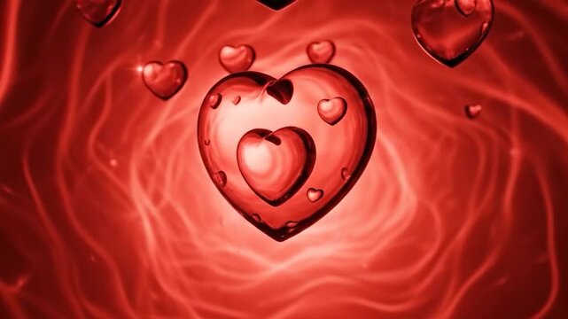 Glass Heart Romantic Red Liquid Background Animation