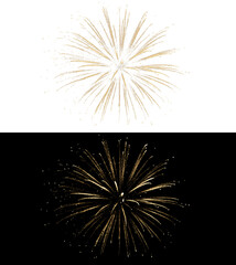 Obraz premium Golden Firework Explosion with Sparkling Trails and Radiant Particles on Black Background