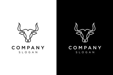 unique modern bull head line logo design