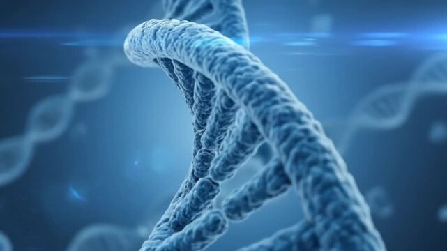 Abstract DNA double helix structure, representing genetic information and the building blocks of life.
