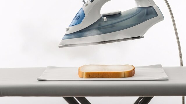 Unconventional Toasting: Steam Iron Heating Bread Slice