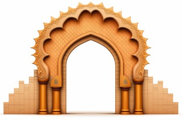 Naklejka premium Ornate archway with intricate patterns and pillars expressing middle eastern design