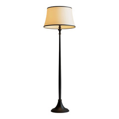 Obraz premium Modern floor lamp, tall black lamp, beige shade, home lighting, interior decor