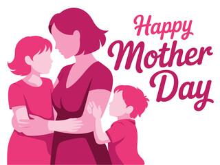 Naklejka premium A mother and her children celebrating Happy Mother Day with love and affection