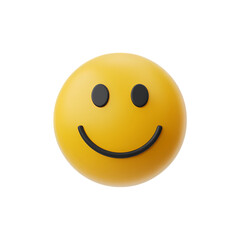 Fototapeta premium cheerful yellow emoji expressing happiness and contentment . Isolated on transparent background, png