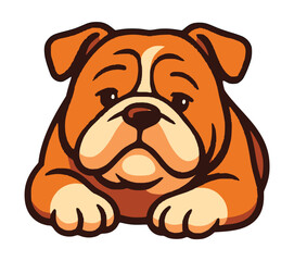 Orange Cartoon Bulldog Vector &ndash; Playful Dog Character with Bold Flat Colors