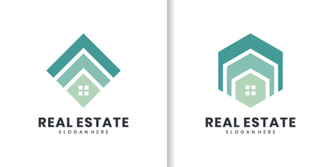 Minimalist real estate with house and roof