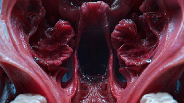 Ultra HD Detailed view of human oral cavity and throat anatomy showing complex muscular structures and teeth video