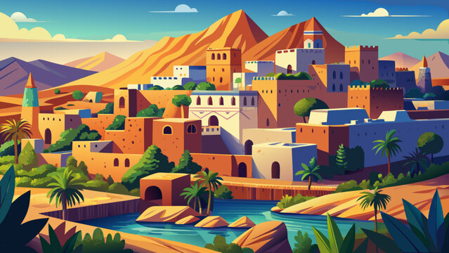 El Atteuf, MZab Valley, Ghardaia Algeria, ancient town, traditional architecture, adobe buildings, desert settlement, UNESCO heritage, North Africa culture, historic village, Saharan architecture, cul