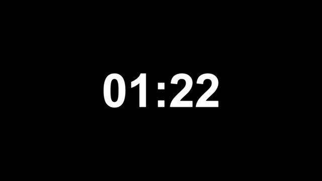 1 minutes 30 seconds digital countdown animation with alpha channel. 90 seconds count concept. Dynamic countdown 90s.