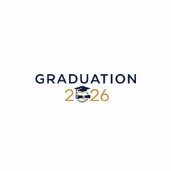 Graduation 2026 logo, graduation cap and diploma vector illustration, academic achievement symbol, for diploma or certificate, graduation announcement or banner isolated on White Background