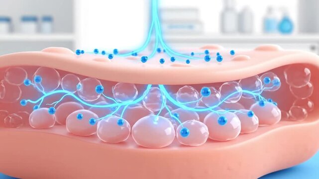 3d render of skin cells and bacteria on the skin surface