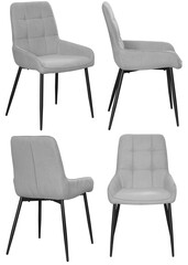 Real upholstered dining chair photographed in studio and isolated with transparent background. High-quality furniture product photography in PNG format, ideal for interior design project