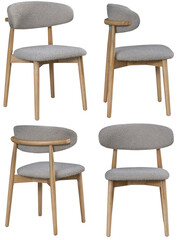 Real upholstered dining chair photographed in studio and isolated with transparent background. High-quality furniture product photography in PNG format, ideal for interior design project